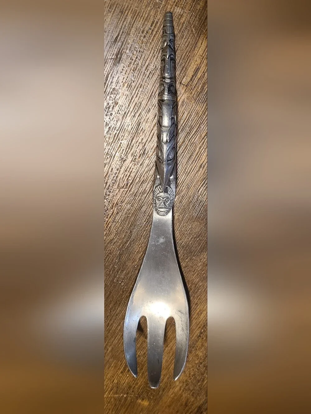 Vintage Boma Canada Pewter Totem Serving Fork